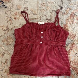 Aeropostale Plaid Scoop-Neck Babydoll Cami